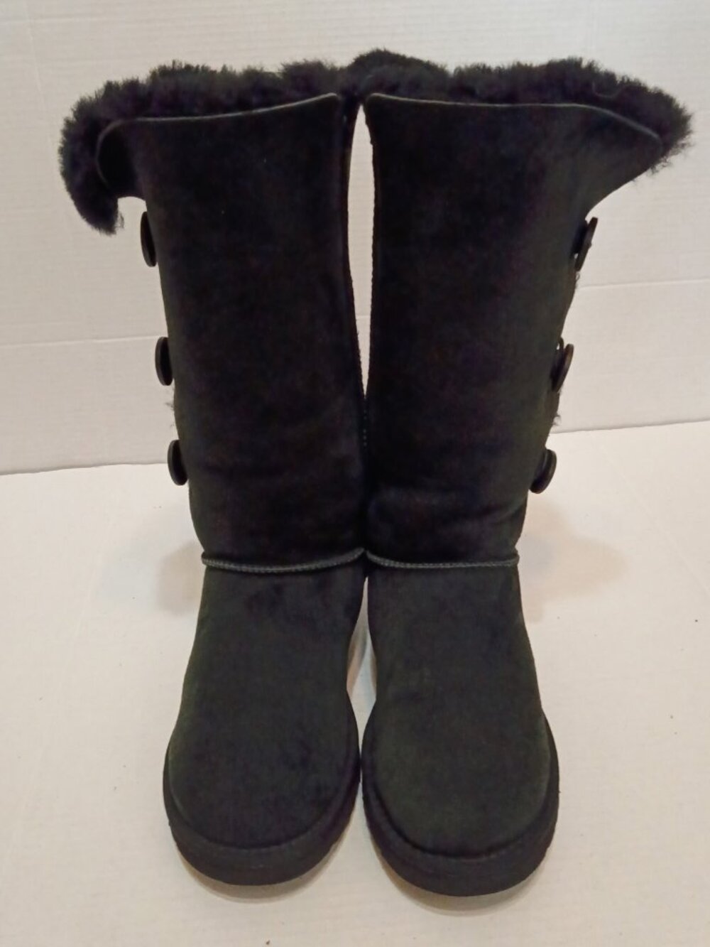 UGG Bailey Button Triplet Tall Black Suede Boots Women's Size 10